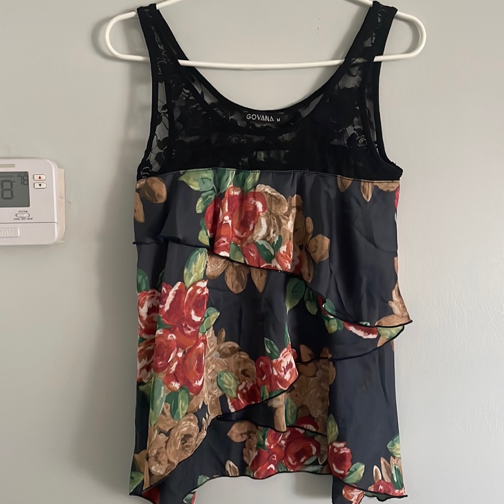 Satin and lace top